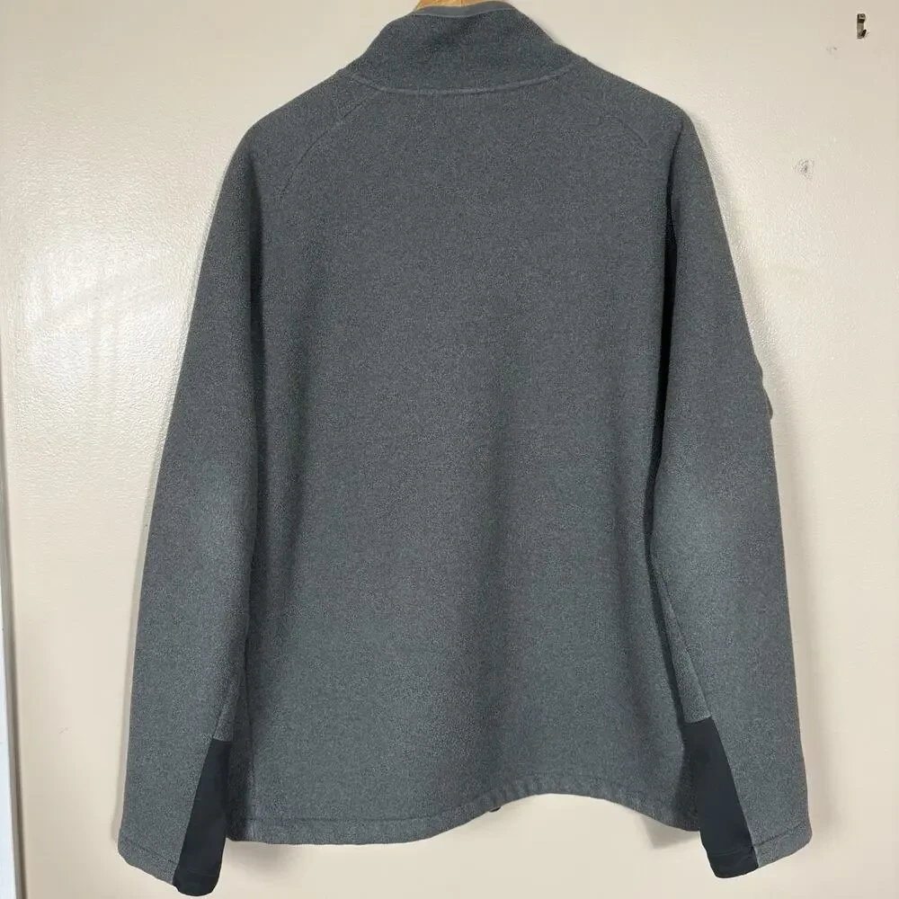 The North Face Mens XL Gray Full Zip Fleece Jacket Softshell Chest Pocket Travel